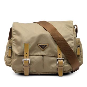 Prada Pre-owned Prada Tessuto Double Buckle Messenger Bag Ladies H10G5UVX46BRN2YV