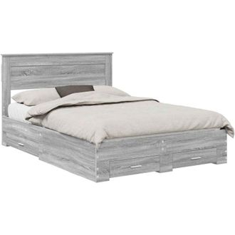 vidaXL Estructura De Cama Con Cabecera Gris Sonoma 140 X 190 Cm Vidaxl