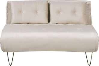 Beliani Divano Letto A 2 Posti In Velluto Beige Con Gambe In Metallo Dorato Vestfold