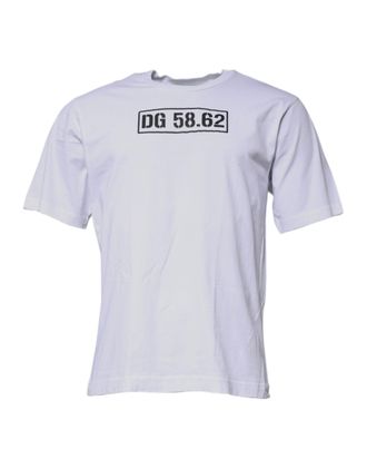 Dolce & Gabbana Mens White Dg Logo Cotton Crew Neck T-Shirt