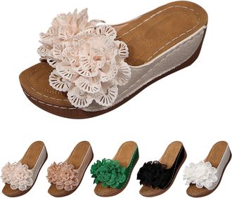 Generic Platform Wedge Sandals for Women UK Heels Open Toe Retro Non Slip Comfy Ladies Summer Flat Breathable Comfortable Slip On Sandals with Arch Support We