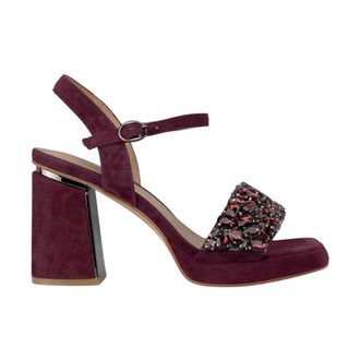 Alma En Pena Geborduurde hak sandaal - Dames - Sandalen met hakken - Rood - 36 EU - Schoenen