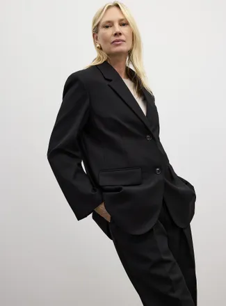 Contemporaine Womens Wool-blend piqu&eacute; loose jacket