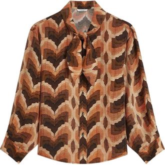 Summum Overhemden, Dames, Veelkleurig, L, Summum - Blouse met Strikdetail - 2s 3564-12498