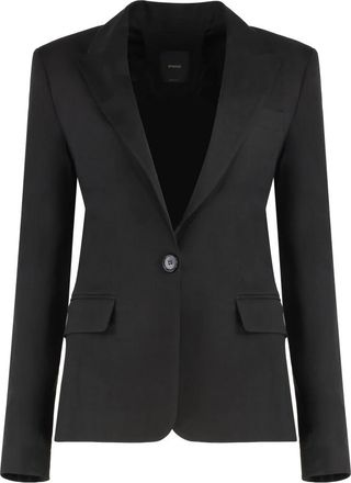Pinko Linnen Blazer - Dames - Blazers - Zwart - S - Linnen - Jassen