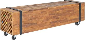 vidaXL Mueble Para Tv Madera Teca Macizo 110x30x32,5 Cm Vidaxl