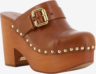 Chloé Plateau-Clogs aus Glattleder Jeannette