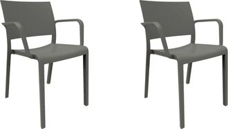 Resol Sillas Con Brazos New Fiona Resol Pl&aacute;stico Gris (pack De 2)