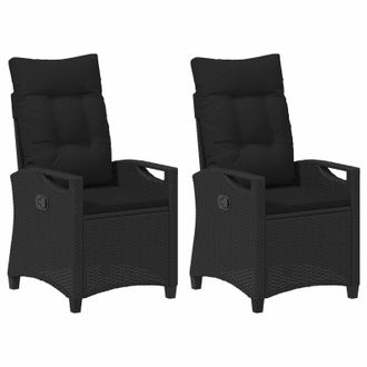 vidaXL Silla De Jard&iacute;n 2 Pcs Negro 56 X 64 X 94 Cm Acero Y Poli&eacute;ster Vidaxl