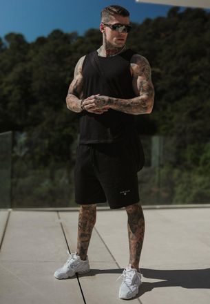 Siksilk Mens Black Vest and Shorts Set XXL