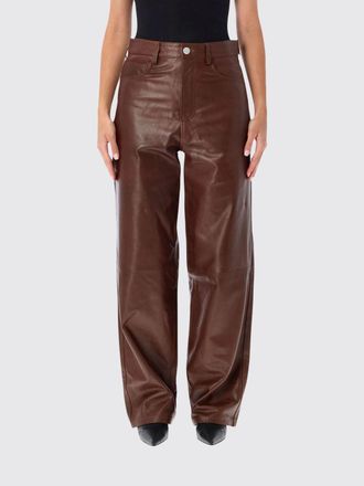 R&oacute;he Pantaloni a gamba larga in pelle di agnello a vita alta