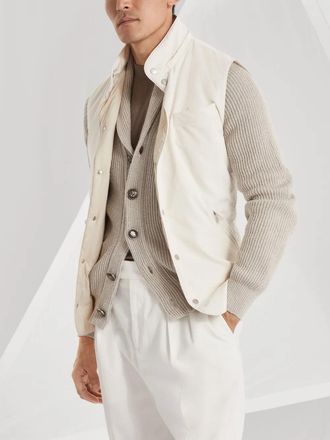 Brunello Cucinelli Mens Ribbed-Knit Cardigan Ss25 M