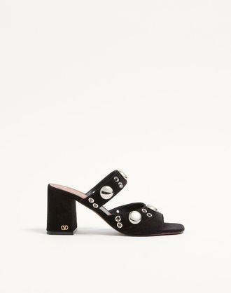 Valentino Garavani Sandalo Slide Nellc&ocirc;te In Crosta 75Mm Donna NERO 35.5