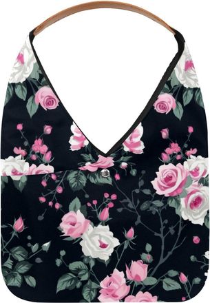 Generic Colorful Art Flowers Reusable Lightweight Grocery Bags - Foldable Into Compact Pouch, Washable & Sturdy, Multipurpose for Shopping and Travel