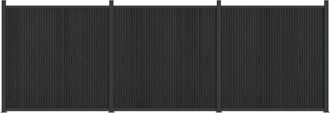 vidaXL Panel De Valla 3 Uds. 530 X 186,5 Cm Wpc Y Aluminio Negro Vidaxl