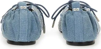Ganni Recycled Cotton Lace-Up Ballerina Flat - Blue