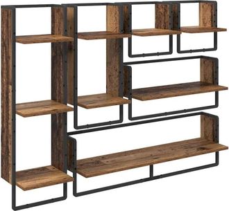 vidaXL Wall Shelf Set 6 pcs Old Wood 100 x 25 x 30 cm Engineered Wood vidaXL