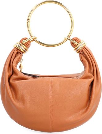 Chlo&eacute; Handbags, female, Brown, Size: ONE SIZE Leather Hobo Bag with Top Handle