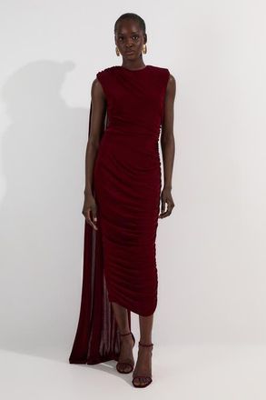 Karen Millen Slinky Crepe Scarf Maxi Dress in Burgundy at Nordstrom, Size X-Small