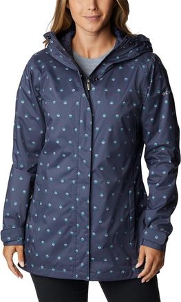 Columbia Splash A Little II Jacket Womens Blue Polka Dot Full Zip Hooded UPS685