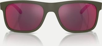 Arnette Khim - Occhiali da sole squadrati mimetici con lenti arancioni specchiate-Verde