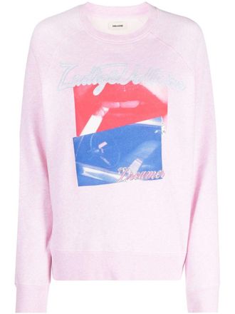 Zadig&Voltaire Photoprint logo-embroidered hoodie - Roze