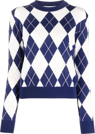 Msgm Rondgebreide trui - Dames - Ronde hals truien - Veelkleurig - S - Truien & Vesten