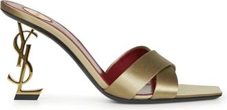 Saint Laurent Heeled Mules, female, Beige, Size: 10 US Opyum Mules in Satin Crepe