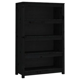 Berkfield Home Book Cabinet Black 80x35x126 cm Solid Wood Pine | Size: 80 x 35 x 126 cm