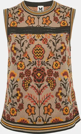 M Missoni Brown Floral Pattern Knit Sleeveless Top