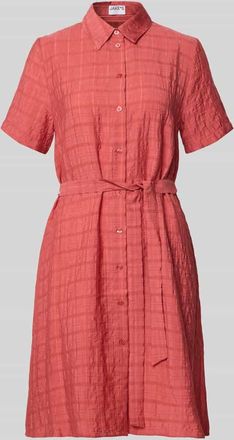 Jake*s Casual Hemdblusenkleid aus Viskose-Lyocell-Mix mit Bindeg&uuml;rtel in Koralle, Gr&ouml;&szlig;e 36