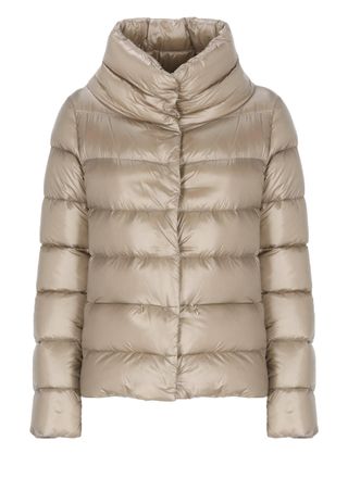 Herno Beige High Neck Quilted Down Jacket