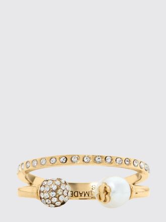 Jimmy Choo London Anello JC Double in ottone dorato con perle e cristalli