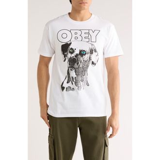 Obey Logo Dalmatian Graphic T-Shirt in White at Nordstrom Rack, Size Xx-Large