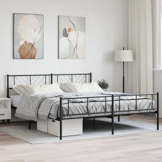 Berkfield Home Metal Bed Frame with Headboard & Footboard Black 193x203 cm