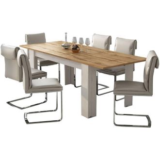 Dmora Tavolo Allungabile Campora, Allungabile, Meccanismo Estensione Allunga Centrale, Lunghezza Massima 220 cm, 220x90x75h cm Bianco