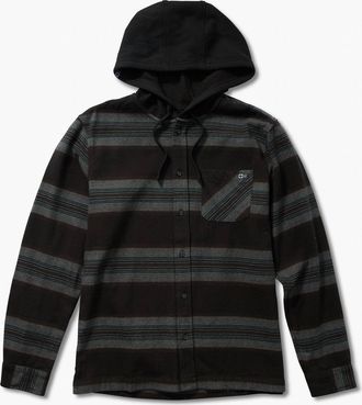 Salty Crew Mens Outback Hooded Flannel Top In Coal
