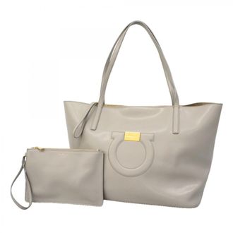 Ferragamo Gray Leather Tote Bag (Pre-Owned)