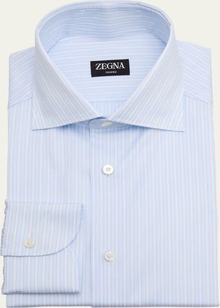 Ermenegildo Zegna Mens Trofeo Cotton Framed Stripe Dress Shirt
