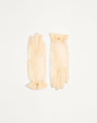 Valentino Garavani Guanti VLogo Signature In Pizzo Donna BURRO/ORO 6