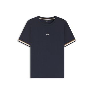 BOSS Cotton-blend T-shirt with logo and signature stripes