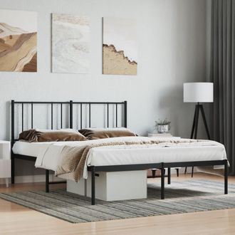 vidaXL Estructura Cama Sin Colch&oacute;n Con Cabecero Metal Negro 160x200 Cm Vidaxl