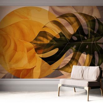 Tulup Carta Da Parati Autoadesiva - Fotomurale - Decorazione Parete - Stile Elegante - Decorazione Casa - Foglie Astratte 312x219 Cm