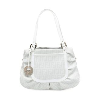 Fendi Pre-owned Shoulder Bags, female, White, Size: ONE SIZE Pre-owned Patterned Top Handle Bag