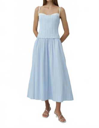 SIMKHAI Quinlin Bustier Midi Dress In Blue Stripe