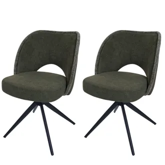 Hhg Hhg - Nunca Usado] Juego De 2 Sillas De Comedor 597, Silla De Cocina Tapizada, Giratoria Con Retorno Autom&aacute;tico, Tela/textil (420 G/m&sup2;) Oeko-tex, Verd