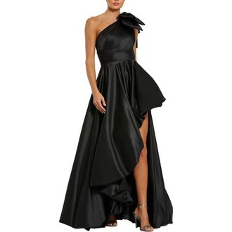 Mac Duggal Womens Asymmetrical Ruffle One Shoulder Gown in Black at Nordstrom, Size 6