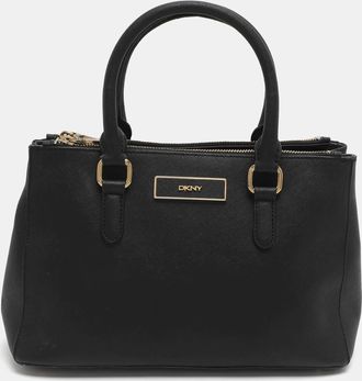 DKNY Dkny Robinson Double Zip Black Saffiano Leather Tote