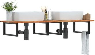 vidaXL Estante De Lavabo De Pared Acero Y Madera Maciza De Acacia Vidaxl