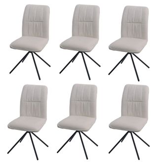 Hhg Hhg - Juego De 6 Sillas De Comedor 432, Silla De Cocina, Giratoria Con Retorno Autom&aacute;tico, Tela/tejido Chenilla (340 G/m&sup2;) &Ouml;ko-tex, Crema